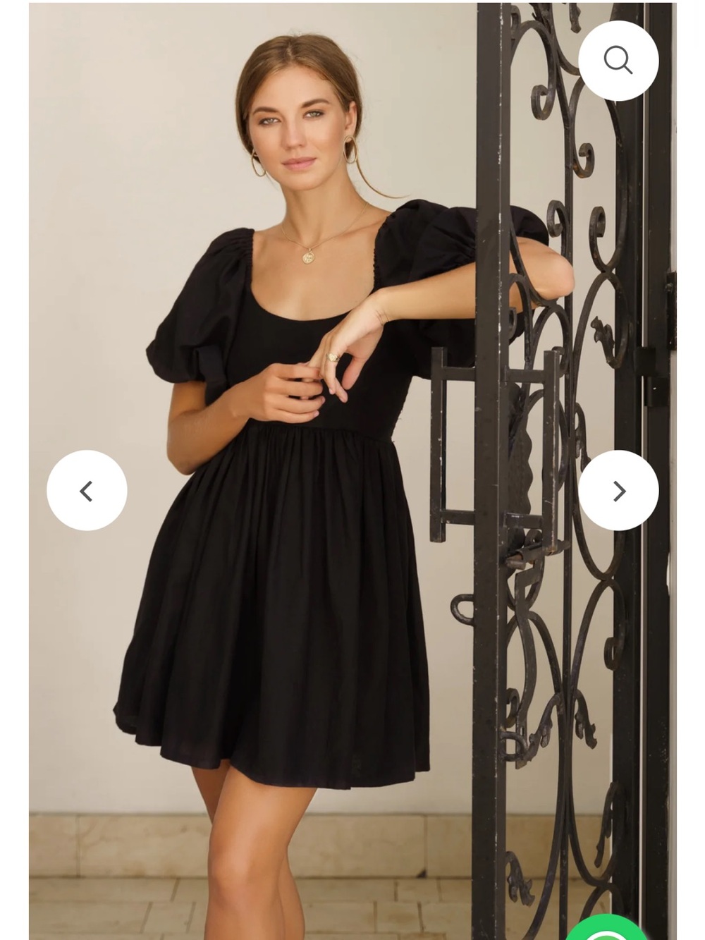 Black Puff-Sleeve Mini Dress - Elegant Women's Dress